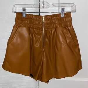 Brown leather shorts